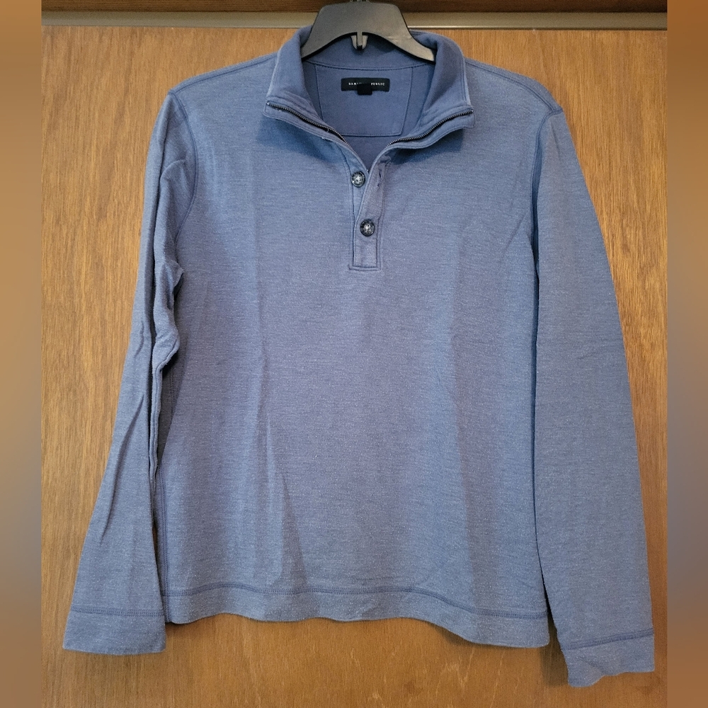 Banana Republic Men's Heathered Blue Pullover, L
